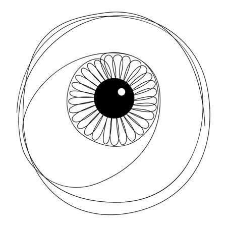 One line eyeball drawing. Single line eye with detailed iris vector illustrationのイラスト素材