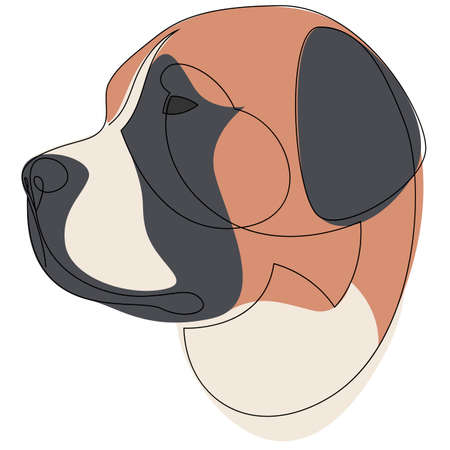 St. Bernard dog illustration in one line style. Vectorのイラスト素材