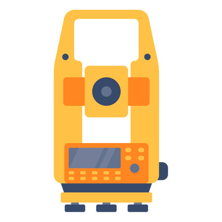 Geodetic optical measuring laser level devices. Tachymeter, theodolite icon. Vector illustrationのイラスト素材
