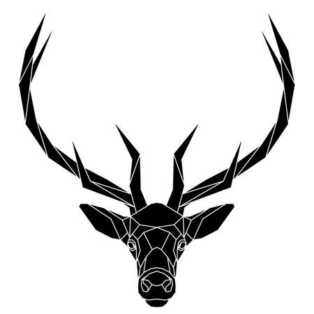The black geometric head of deer. Polygonal abstract elk animal. Vector illustration.のイラスト素材