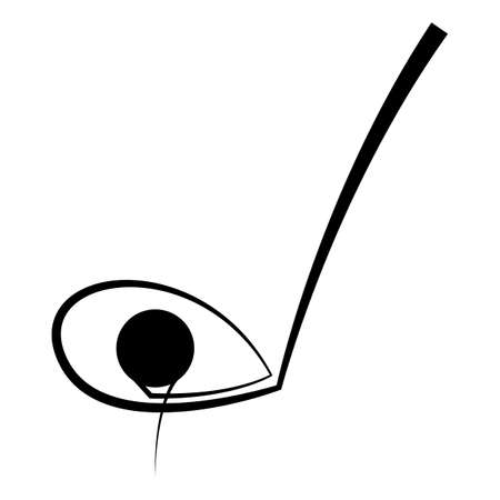 Golf ball and club linear icon. One line abstract illustration. Golf equipment contour symbol. Vector isolated outline drawing.のイラスト素材