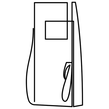fuel car charging station continuous line drawing. vector illustrationのイラスト素材