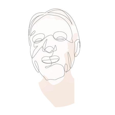 Continuous line drawing of cosmetic face mask. Beauty treatments and spas, beauty and care. vector illustrationのイラスト素材