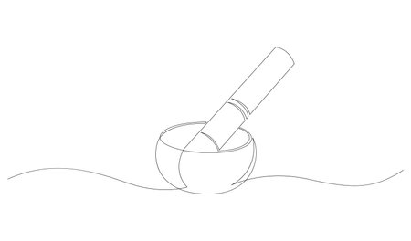 Continuous line drawing of singing bowl. Vector illustration.のイラスト素材