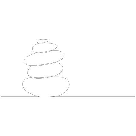 Continuous one line drawing of stacked stones. vector illustrationのイラスト素材