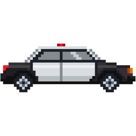 Pixel art police car side view. Vector illustration.のイラスト素材