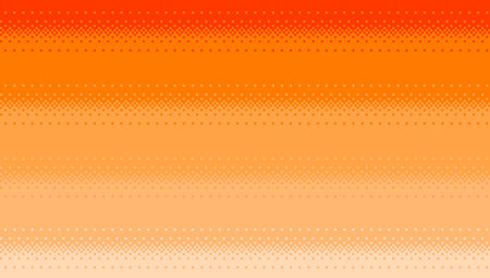 Orange seamless background in pixel art style. 8 bit dithering gradient backdrop. Vector illustration.のイラスト素材