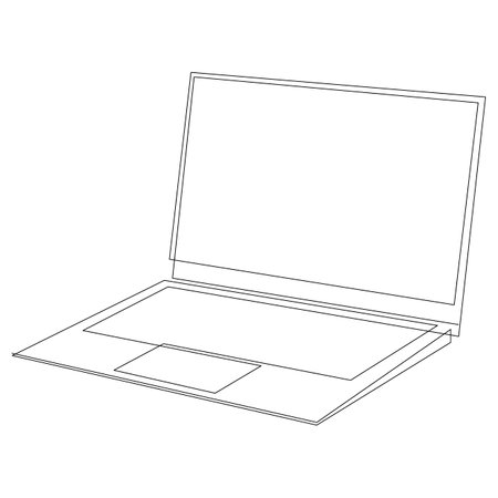 Continuous one line drawing of notebook laptop opened. vector illustrationのイラスト素材