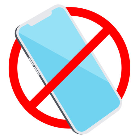 No mobile phone sign. Crossed out smartphone icon. Vector illustrationのイラスト素材