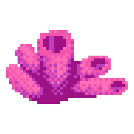 vector pixel art yellow coral isolated cartoonのイラスト素材
