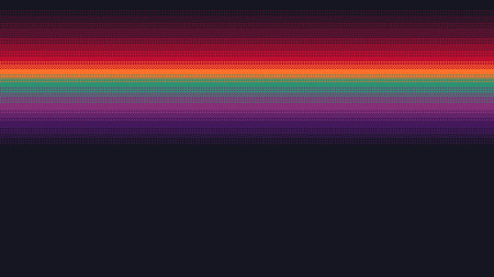 Pixel art vibrant colors gradient on dark. Dithering vector background.のイラスト素材