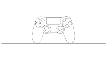 Single continuous line drawing of game controller. Gamepad one line art vector illustration.