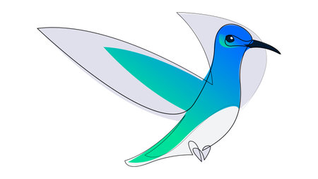 Simple hummingbird colibri flies design. Minimalism style bird vector illustration.のイラスト素材