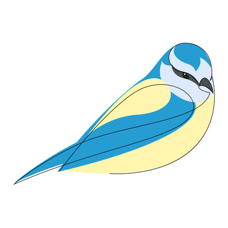 Simple line drawing of a tit bird. Minimalism style vector illustration.のイラスト素材