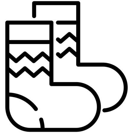 Outline icon of cozy wool socks. Vector linear style with editable stroke. Ideal for autumn, winter, or comfort-related themes.のイラスト素材