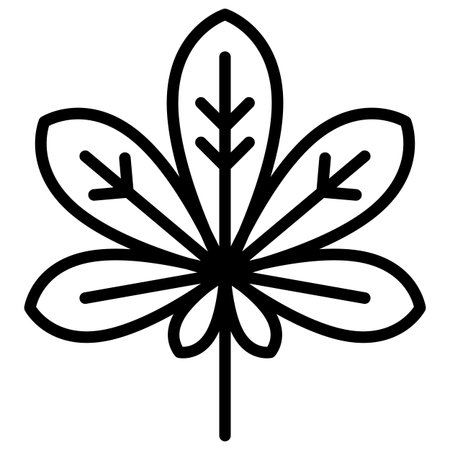 Chestnut tree leaf linear icon. Vector format with editable stroke. Suitable for autumn, botany, or seasonal foliage themes.のイラスト素材