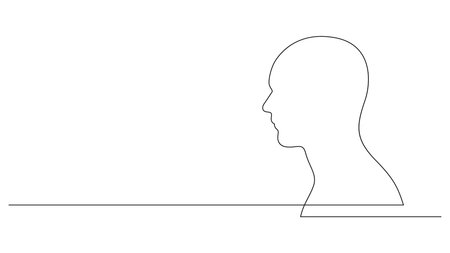 Continuous one line human head profile illustrationのイラスト素材