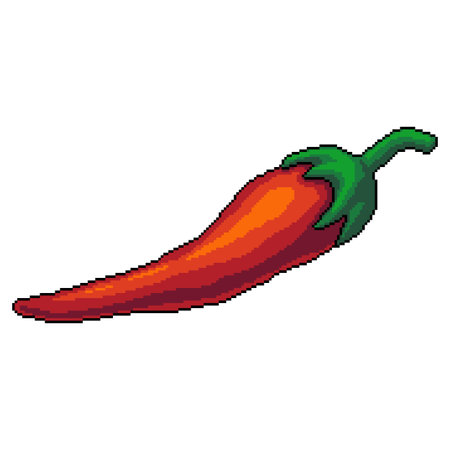 Pixel art chili pepper iconのイラスト素材