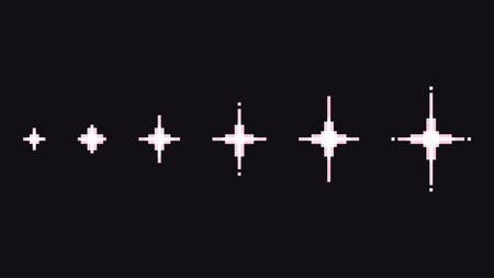 Pixel sparkle star set retro game effectsのイラスト素材