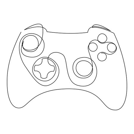 Continuous one line drawing of a game controller. Minimal linear vector illustration with editable...