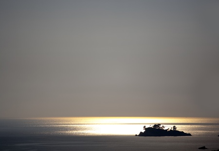 sunbeam over the islands in the seaの写真素材