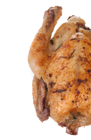 fresh domestic fried chicken isolated on whiteの写真素材