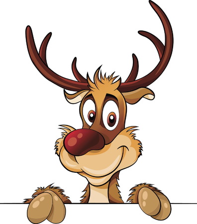 Deer above baner with cute smile vector cartoonのイラスト素材