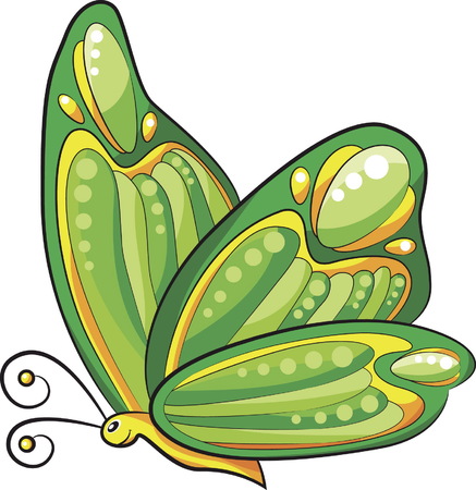 Green butterfly with expressively colored wings cartoon vectorのイラスト素材