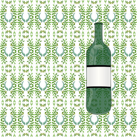 Olive seamless vertical ornament with a bottle of oil. Made by means of openclipart.org elements.のイラスト素材