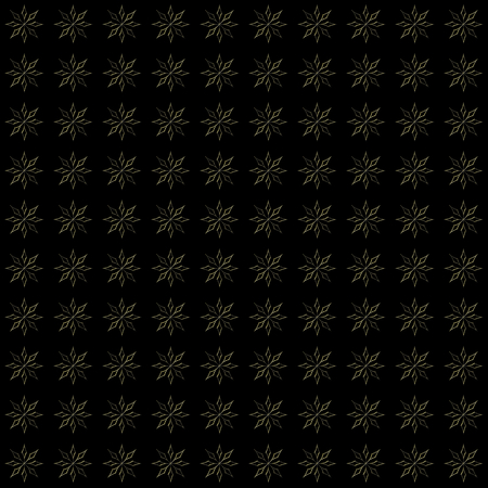 Golden black pattern. Seamless golden stars ornament against the black backdrop. Made by means of...