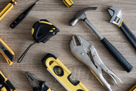 top view of Mechanic toolsの写真素材