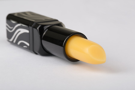 Yellow Lipstick on the white backgroundのeditorial素材