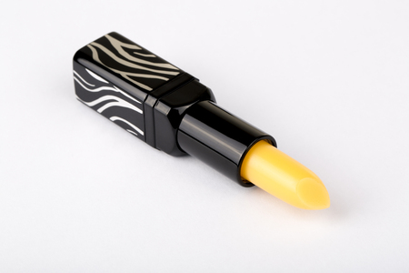 Yellow Lipstick on the white backgroundのeditorial素材