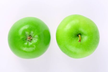 Two apples on the white backgroundの写真素材