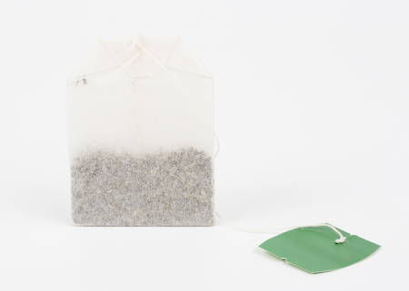 Tea bag isolated on the white backgroundの写真素材