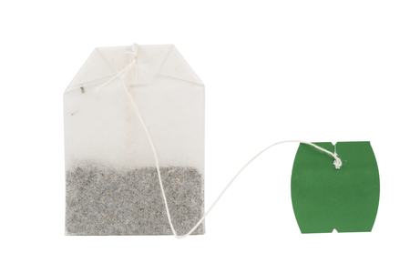 Tea bag isolated on the white backgroundの写真素材