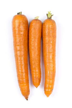 Top view of carrots isolated on the white background.の写真素材