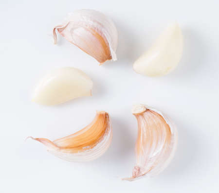 Table of garlic closeup for better cooking. Top view.の写真素材