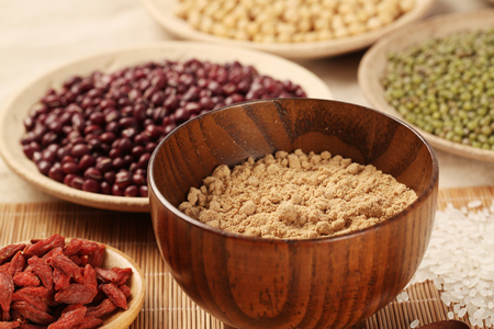 A variety of beans ground into powderの写真素材