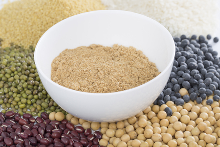 A variety of beans ground into powderの写真素材