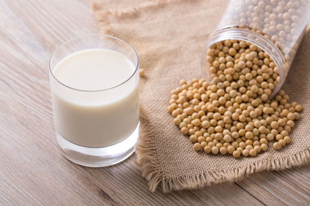 Soya bean milk and soya beanの写真素材