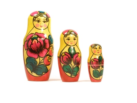 old matryoshka on the white isolate background      の写真素材