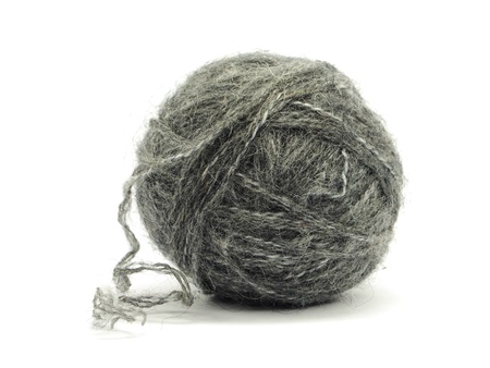 grey wool ball on a white background   