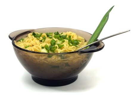  Instant noodles in bowl on a white background の写真素材