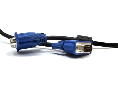 Blue VGA cable on a white background       