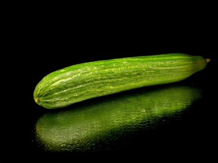 single cucumber on a black background with water drops
の写真素材