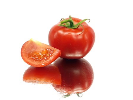 fresh tomatoes on a white background with water drops 
 の写真素材