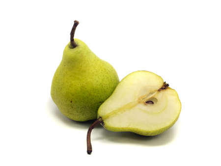 green pear on a white background の写真素材