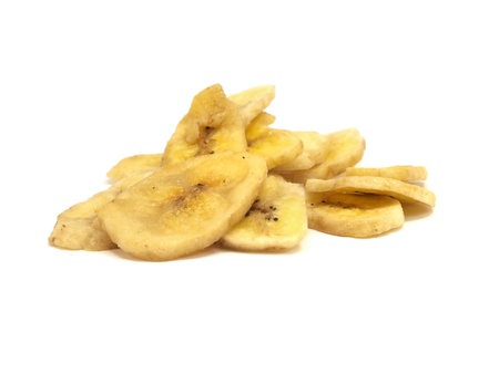 banana chips on a white background の写真素材