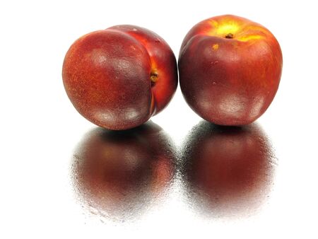 nectarines on a white background with water drops
 の写真素材